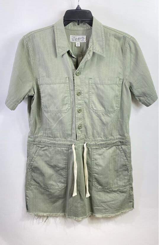 Lucky Brand Women Olive Green Drawstring Dress M image number 1