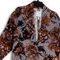 NWT Womens Brown Gray Floral Spread Collar 3/4 Sleeve Duster Jacket Size XS image number 3