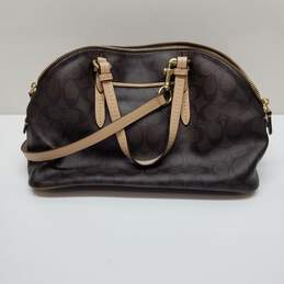 AUTHENTICATED Coach Signature Brown Leather Satchel Shoulder Bag alternative image
