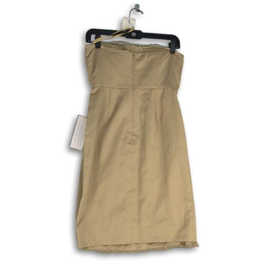 NWT J. Crew Womens Beige Pleated Strapless Knee Length A-Line Dress Size 2 image number 2