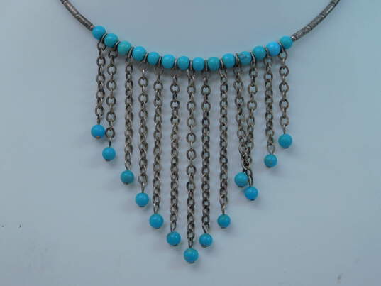 Carolyn Pollack Sterling Silver Turquoise Dangle Wire Necklace 14.3g image number 3