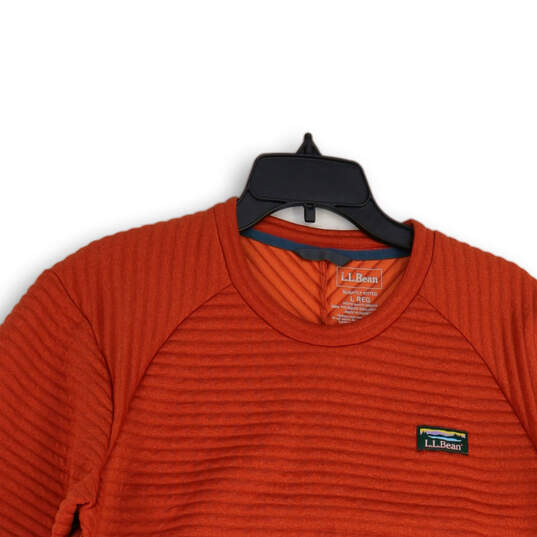 Mens Orange Quilted Crewneck Long Sleeve Pullover Sweatshirt Size Large image number 3