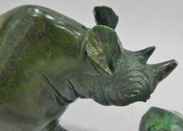 2 Hand Carved Verdite African Jade Stone Rhino Sculptures Figurines alternative image