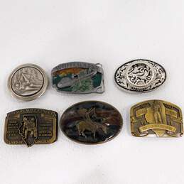 Vintage Outdoor Theme Belt Buckles Silver & Brass Tone Horse Camping Mining