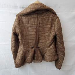 Patrizia Pepe Firenze Brown Plaid Wool Blend Blazer Size 42 alternative image