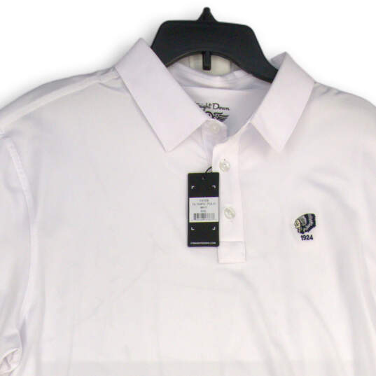 NWT Mens White Spread Collar Short Sleeve Olympic Polo Shirt Size XXL image number 3
