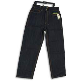 NWT Coogi Mens Blue Denim Embroidered 5-Pocket Design Ankle Jeans Size 36x34