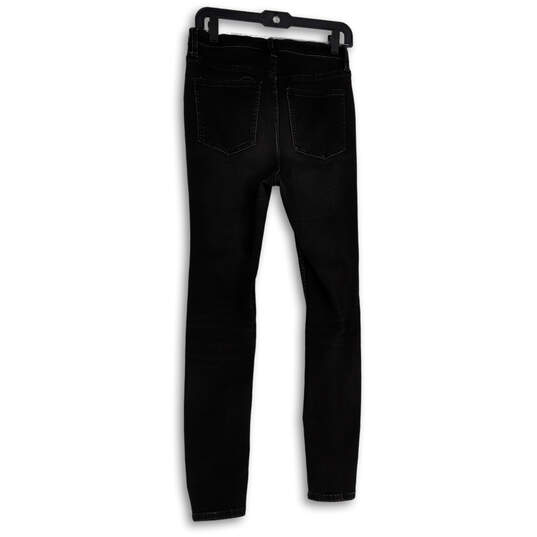 Womens Black Denim Dark Wash Pockets Distressed Skinny Leg Jeans Size 30 image number 2