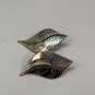 Designer Laurel Burch Silver-Tone Leaf Shape Classic Clip-On Stud Earrings image number 3