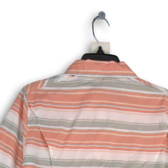 NWT Columbia Womens Pink Gray Striped Spread Collar Button-Up Shirt Size Large image number 4