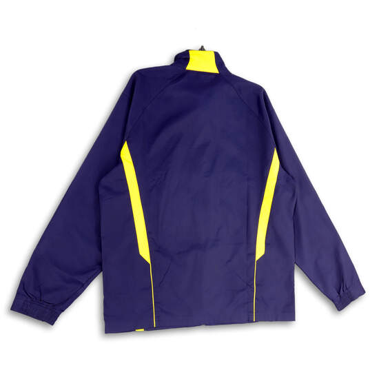 Mens Blue Pockets Full-Zip Mock Neck Windbreaker Jacket Size Large image number 2