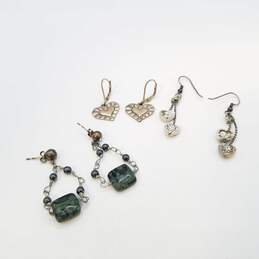 Sterling Silver Multi Gemstones Earring Bundle 3 Pcs 17.8g