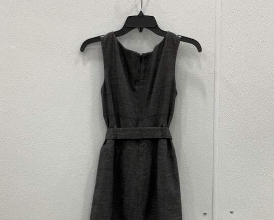 Womens Gray Sleeveless Pockets Back Zip Waist Tie Fit & Flare Dress Size 4 image number 4