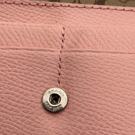 Womens Pink Leather Back Zipper Pocket Card Holder Snap Envelope Wallet image number 4