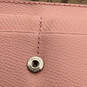 Womens Pink Leather Back Zipper Pocket Card Holder Snap Envelope Wallet image number 4