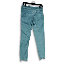 NWT Womens Blue Drawstring Elastic Waist Raw Hem Jogger Pants One Size alternative image