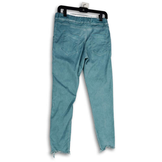 NWT Womens Blue Drawstring Elastic Waist Raw Hem Jogger Pants One Size image number 2