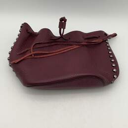 Womens Purple Leather Tassel Studded Drawstring Bucket Bag Purse alternative image