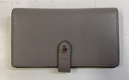 Michael Kors Gray Leather Bifold Zip Envelope Card Organizer Wallet image number 2