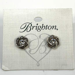 Designer Brighton Silver-Tone Classic Crystal Cut Stone Knot Stud Earrings
