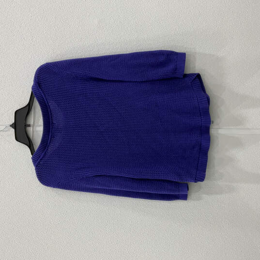 Womens Purple Long Sleeve Round Neck Tight Knit Pullover Sweater Size Large image number 2
