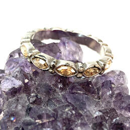 Designer Brighton Silver-Tone Brown Crystal Cut Stone Fashionable Band Ring