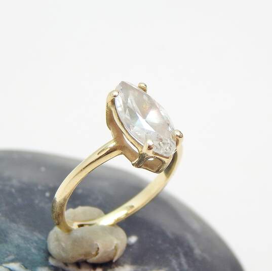Romantic 14k Yellow Gold Solitaire Marquise Cut CZ Ring 2.7g image number 2