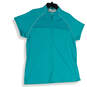 Womens Blue Puremotion 1/2 Zip Short Sleeve Pullover T-Shirt Size X-Large image number 1