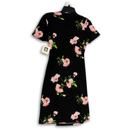 NWT Womens Black Floral V-Neck Short Sleeve Wrap Dress Size 4 alternative image