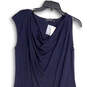 NWT Womens Blue Drape V-Neck Sleeveless Knee Length Sheath Dress Size L image number 3