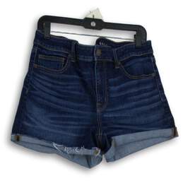 American Eagle Womens Blue Denim 5-Pocket Design Cuffed Jean Shorts Size L