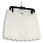 Womens White Flat Front Slash Pockets Scalloped Hem Mini Skort Size 6 image number 1