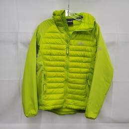 Jack Wolfskin WM's Yellow Nylon Puffer Jacket & Hood Size M