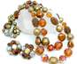Vintage Laguna Brown & Amber Color Beaded Double Strand Necklace & Fashion Aurora Borealis Clip-On Earrings 63.1g image number 4