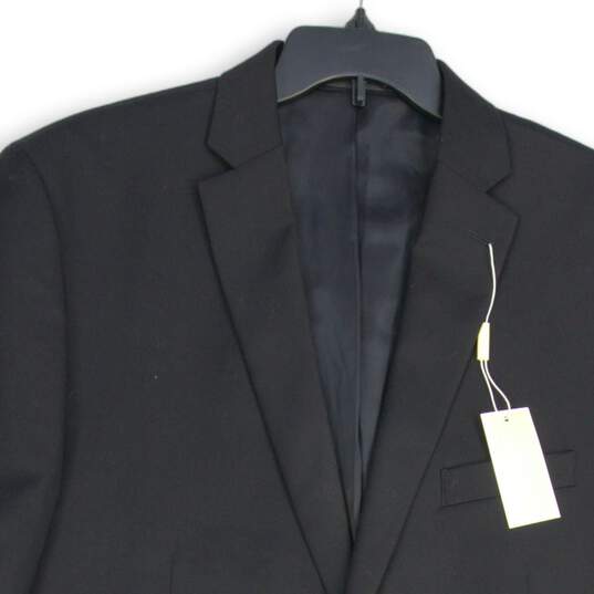 NWT Mens Black Notch Lapel Flap Pocket Long Sleeve Two Button Blazer Size 48 image number 3