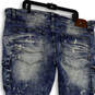 Mens Blue Denim Medium Wash Pockets Distressed Skinny Leg Jeans Size 44x34 image number 4