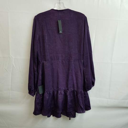 Lulus Purple Satin Long Sleeve Wrap Dress Size XL image number 2