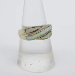 Artisan 925 Opal Inlay Ring & Stud Earrings w/ Cuff Bracelet 20g alternative image