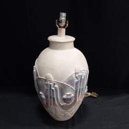 Vintage Underwriters Laboratories Sculptural Egyptian Motif Pottery Lamp