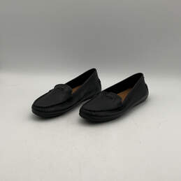 Womens Mary Lock Up Driver Black Leather Slip-On Loafer Flats Size 9.5