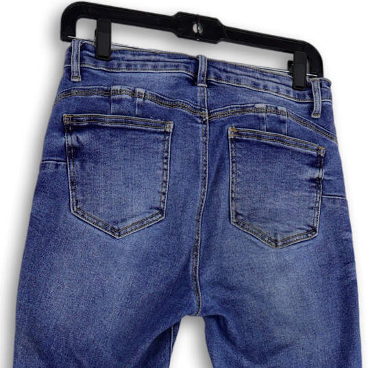 Womens Blue Denim Medium Wash Stretch Pockets Skinny Leg Jeans Size 11 image number 4