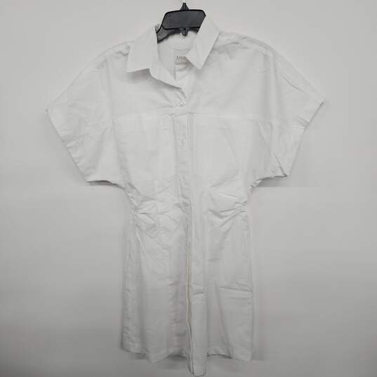 Abercrombie & Fitch White Button Up Collared Short Sleeve Shirt Dress image number 1