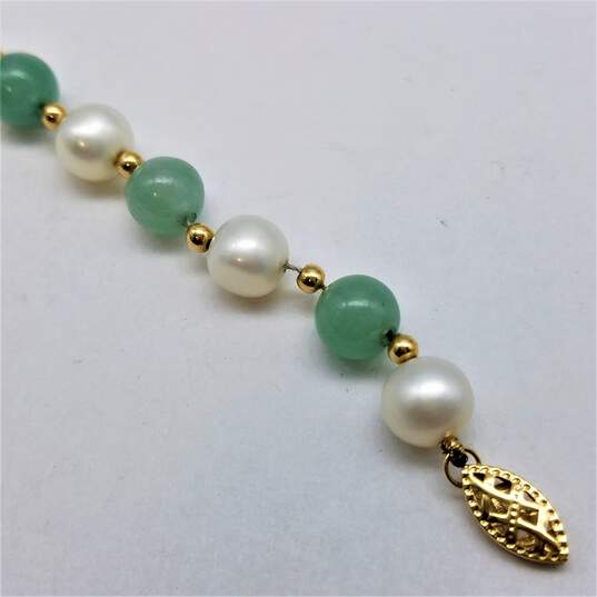 14K Gold Jane FW Pearl Bead 8.5inch Bracelet NEEDS REPAIR 14.2g image number 6