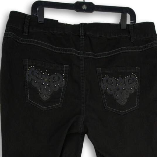 Lane Bryant Womens Black Denim Embellished Pocket Skinny Leg Jeans Size 20 image number 4