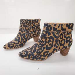 Lucky Brand Zaprika Leather Leopard Print Ankle Boots Women's Size 6.5
