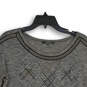 Womens Gray Knitted Round Neck 3/4 Sleeve High Low Pullover Sweater Size M image number 3