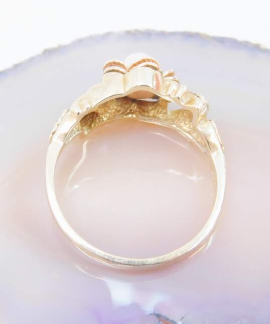 Black Hills Gold 10k Yellow & Rose Gold Pearl Floral Ring 3.3g image number 3