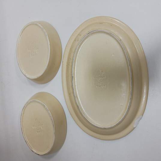 Set of 3 Pfaltzgraff Yellow & Brown Serving Bowls & Platter image number 3