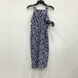 Womens Saturday Blue Poppy Floral Side Cutout Zipper Shift Dress Size 0