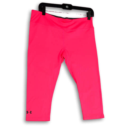 Womens Pink Elastic Waist Stretch Pull-On Activewear Capri Leggings Size L image number 1